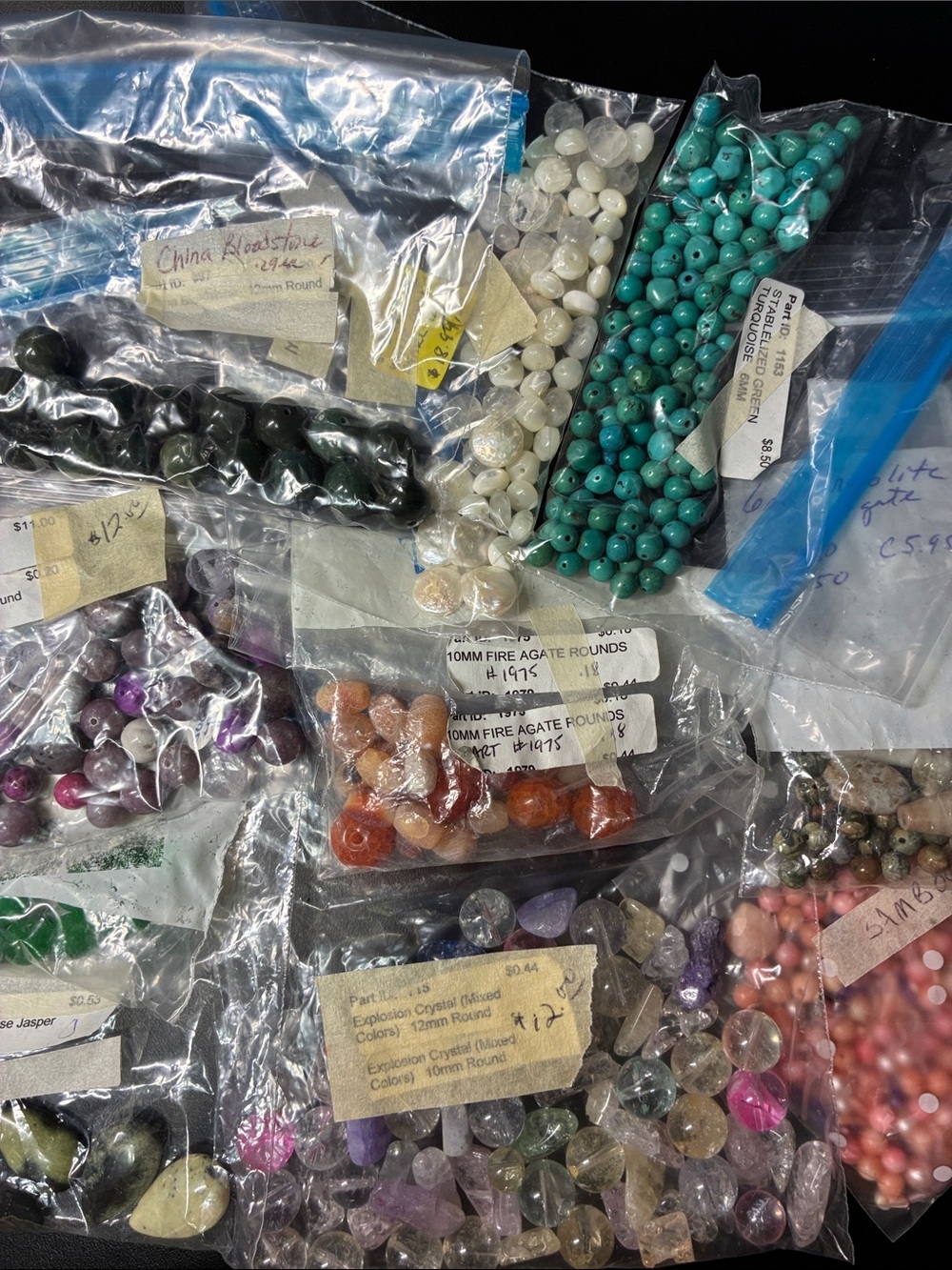 Mixed Semi-Precious gemstone Bead Lot - Multi Color and shapes